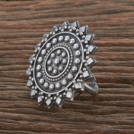 Natural Indian Druzy 925 Silver Ring
