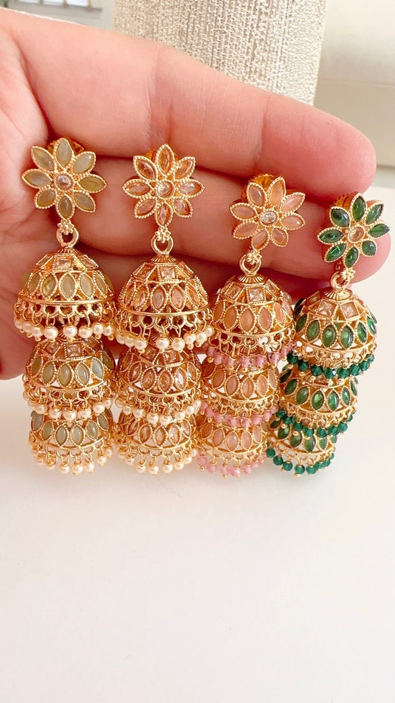 Multi layer on sale jhumka earrings