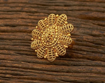 Filigraner Goldring , indischer Ring , Fingerring / indischer Fingerring / indischer Ring / verstellbarer Ring / antiker indischer Gold überzogener Tempelring