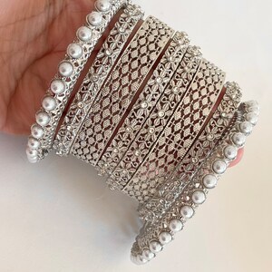 Silver Bangles 8 PC Punjabi Chura kada Bangle Mix 8 PC Chura