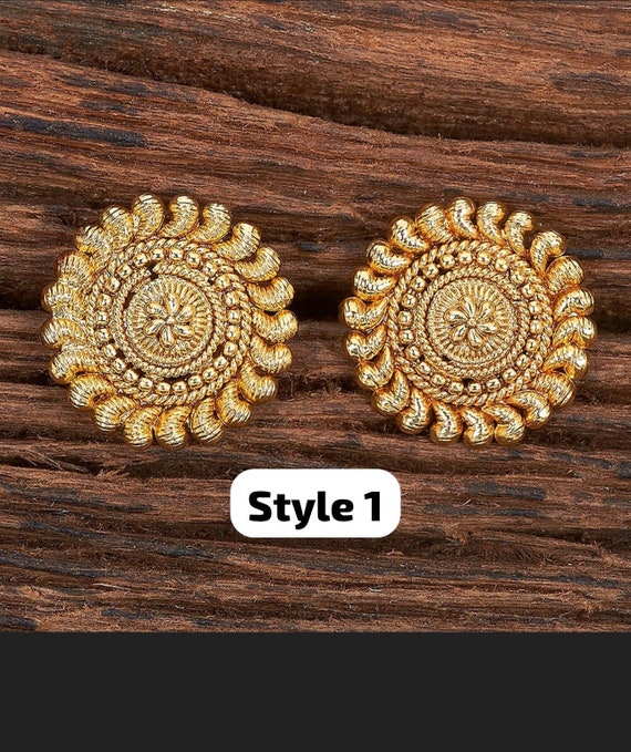 14k YG Yellow Gold Shell Stud Earrings 0.9 gm - Ruby Lane