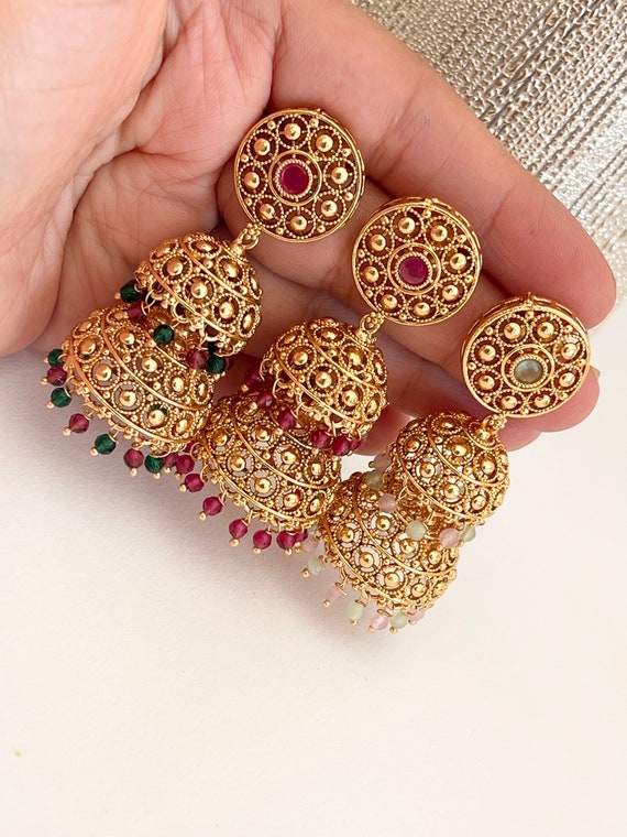 Traditional store gold jhumkas