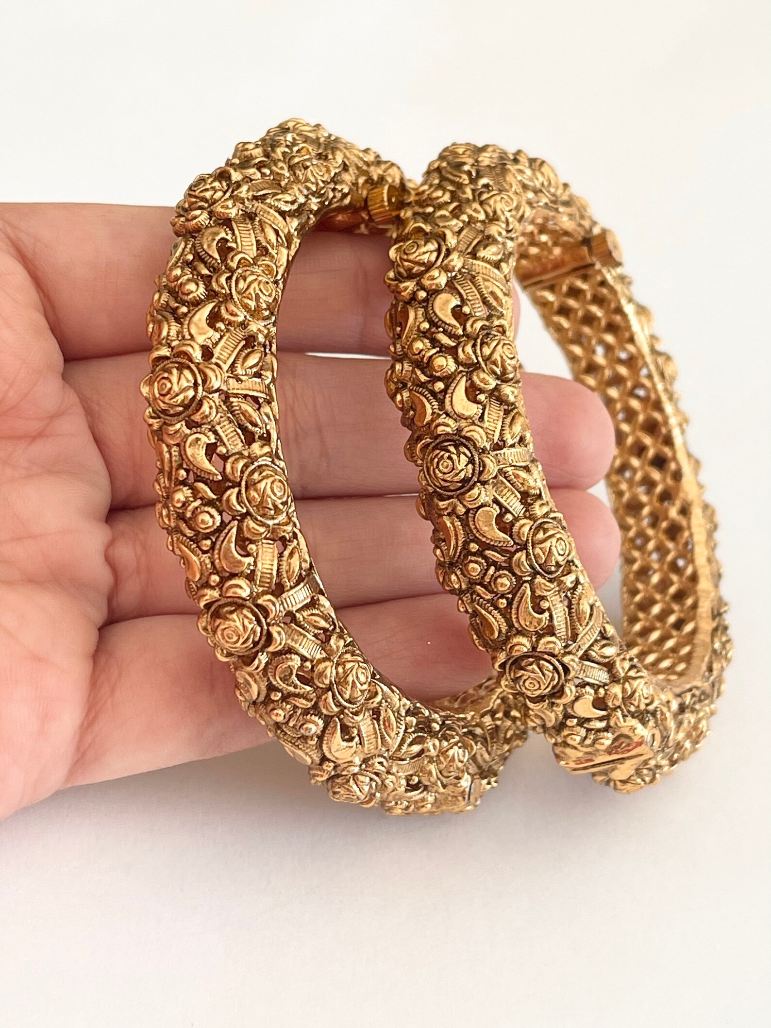 Gold Bangles/indian Bangles/antique Gold Kada/indian Wedding Etsy