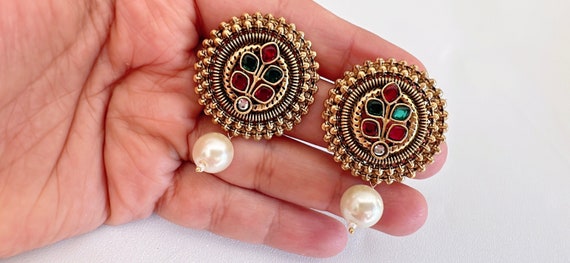 Traditional Gold Plated Screw Back Stud Earring For Women