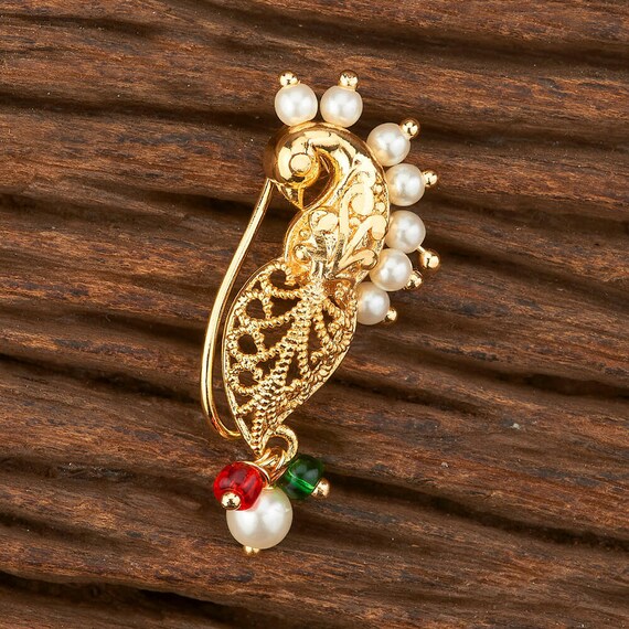 Marathi Nose Ring, No Piercing Required/ Nath/ Indian Nose Ring/ Indian Jewelry/ Boho Jewelry/ Ethinic Jewlery/ Clip on Nose ring