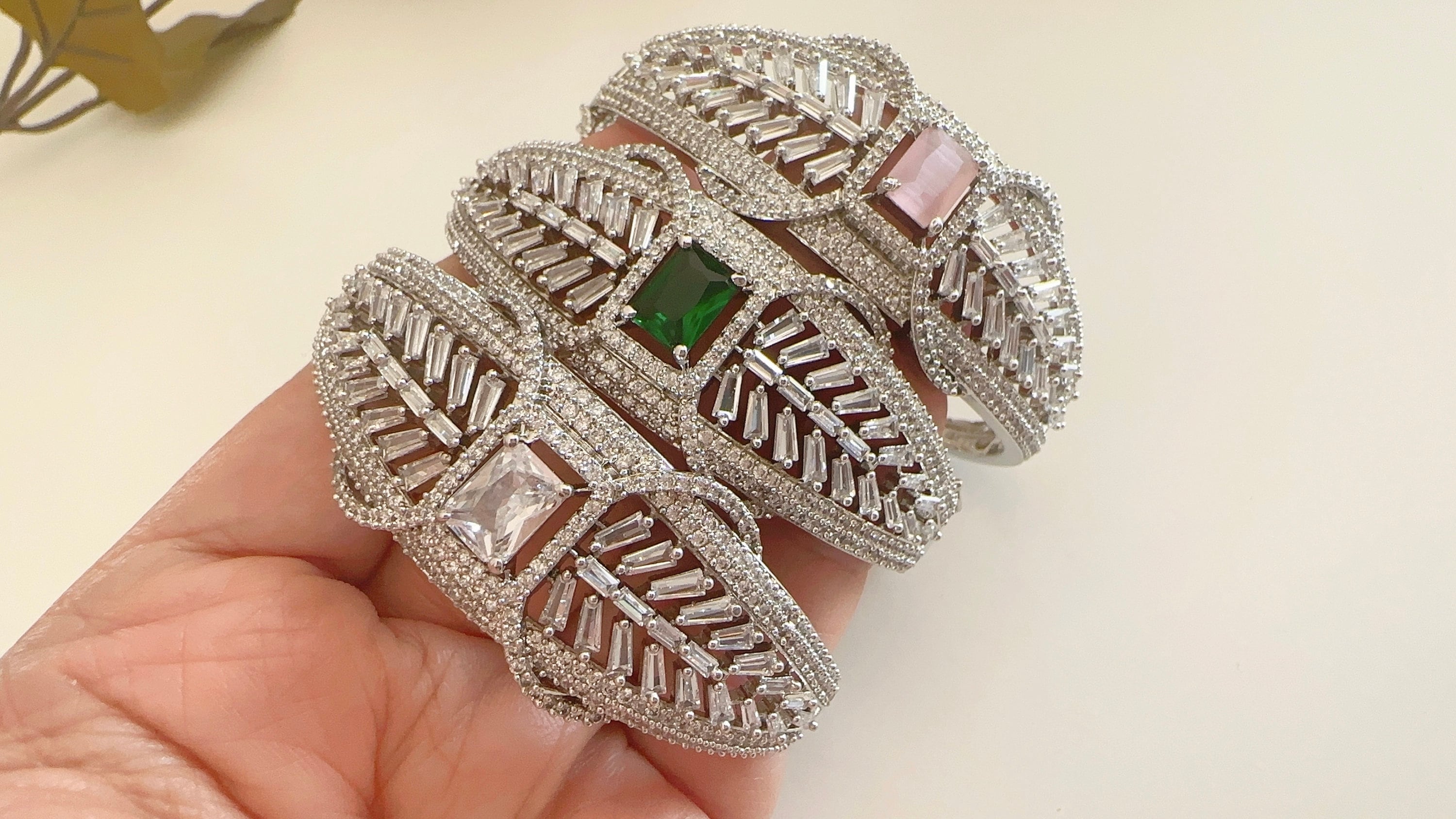 Cz Openable Broad Kada silver Diamond Bracelet CZ Diamond