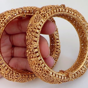 New Arrival Next to real gold Gold Bangles/Indian Bangles/Antique gold Kada/Indian Wedding  bangles/south indian jewelry/Gold Kada bangles/