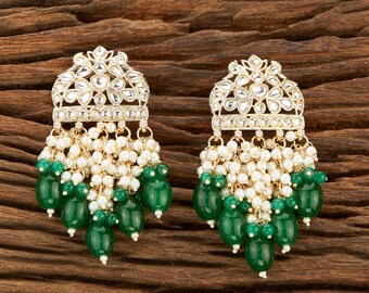 Green Kundan  Earrings/ Green Jhumkas Indian Earrings/   kundan jhumka Earring/ Gold jhumka /Indian Jewelry Set