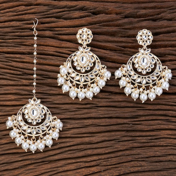 Kundan Maang Tikka Set Kundan Tikka and Earrings Set maangtikka