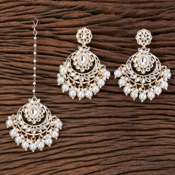 Brass Golden Maang Tikka Earrings Set at Rs 395/pair in Mumbai | ID:  24434859112