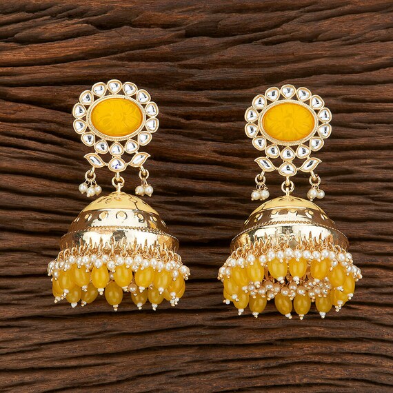 Yellow on sale jhumka earrings