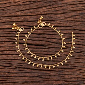 Mango design Girls Anklets/Kids Gold Anklets /gold chain anklet/Pearl anklet/ Payal/ Panjeb/ Indian Jewelry/Gold look  Delicate Anklet