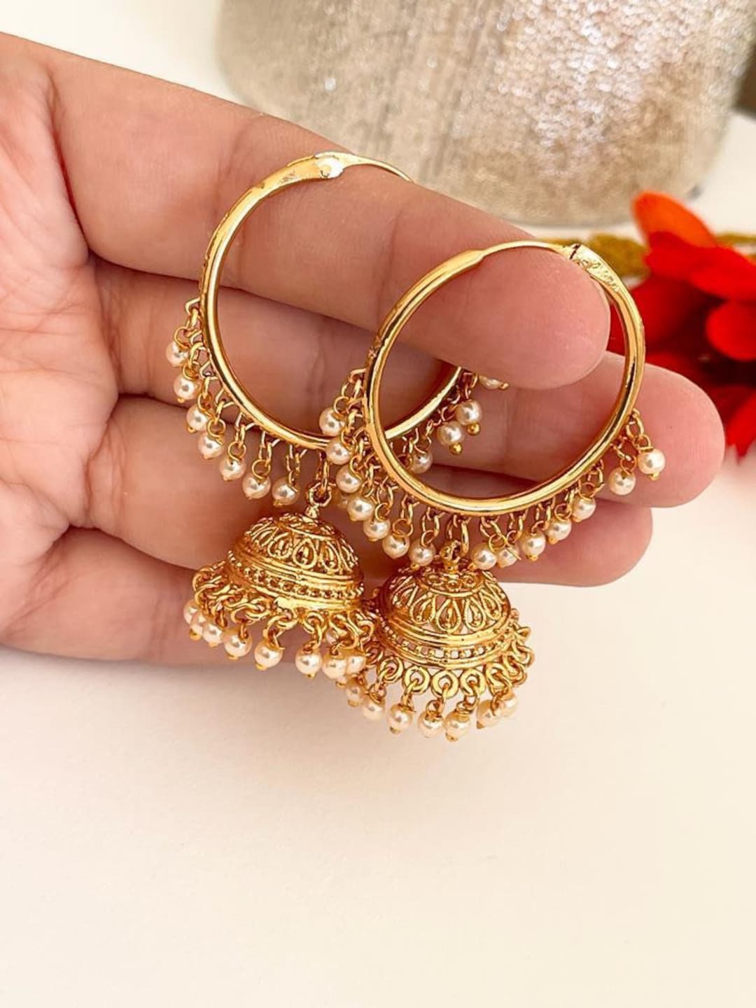 Small Gold Plated Bali Hoop Earrings | Juulry.com