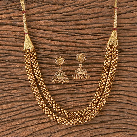 Gold Thushi Double Necklace Kolhapuri Thushi Indian Jewelry