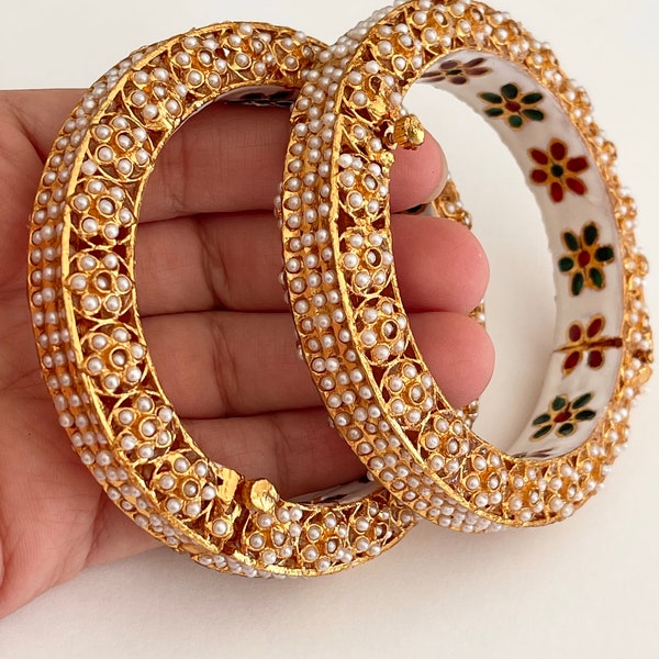 Rajwadi Kada / Pachali bangles / Meenakari Openable Kada/Indian Wedding jewelry/Kundan bridal bangles set/Gold Kada bangles/