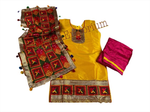 Radhika Fashion Phulkari Cambric Cotton Nazneen Dupatta With Four Side Lace  Best Color Combination Salwar Suit