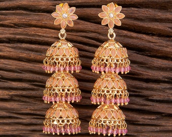 Gold triple jhumka deals