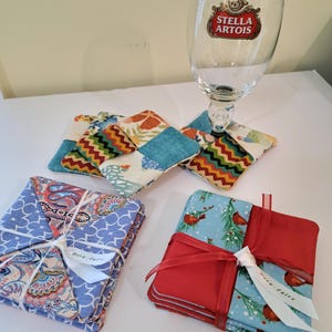 Fabric Wine Stemware Coasters - Mug Rug - Set of Four
