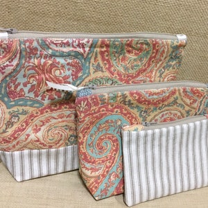 3 Piece Cosmetic Bag Set - Zipper Pouch - Makeup Bag Set - Travel Bag - Coin Purse