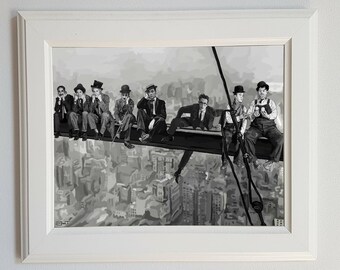 Movie Stars Atop A Skyscraper - Print