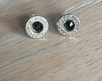 Handmade Bullet Earrings with black stone