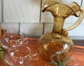 Cracked amber glass pitcher