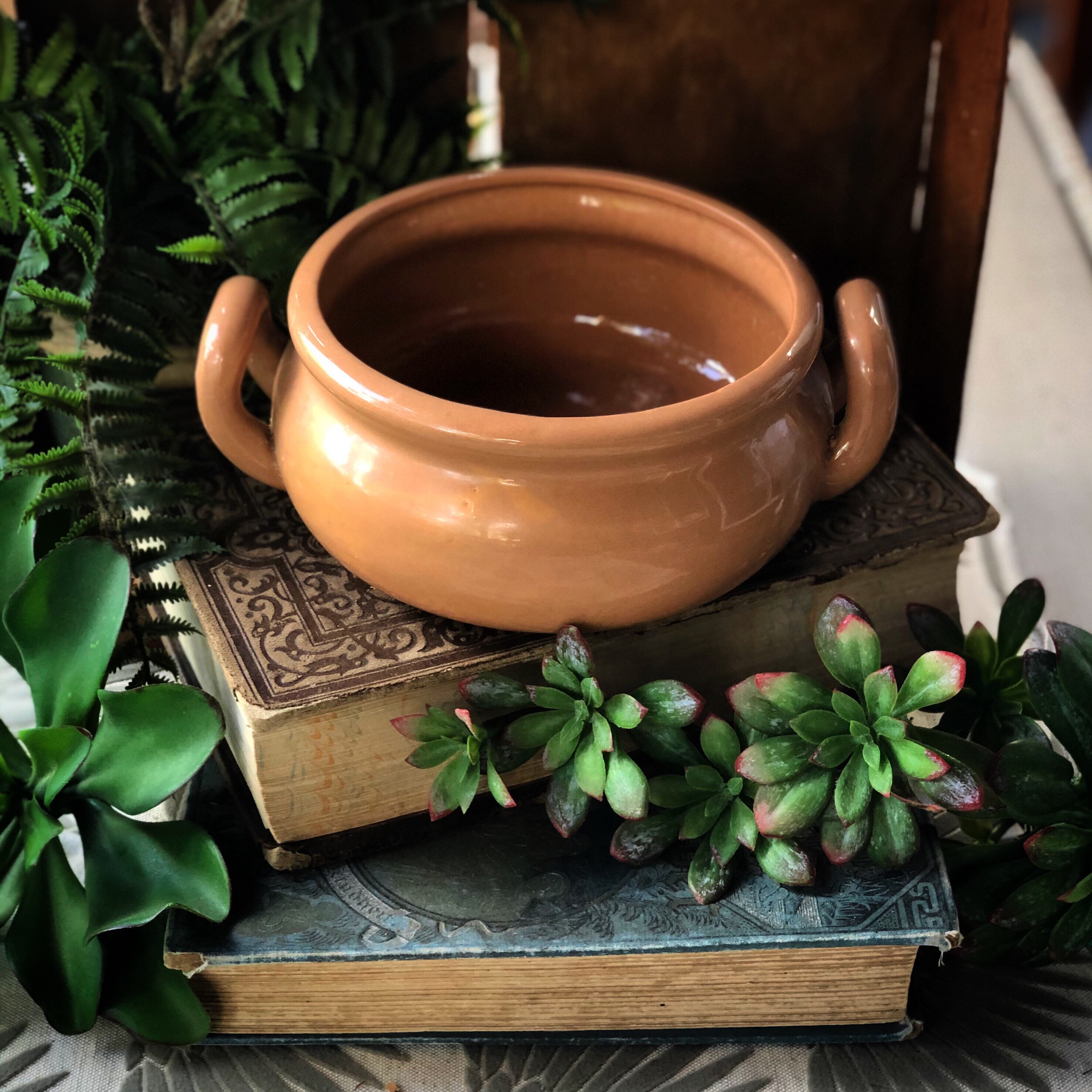 Vintage terracotta bowl with handles Etsy