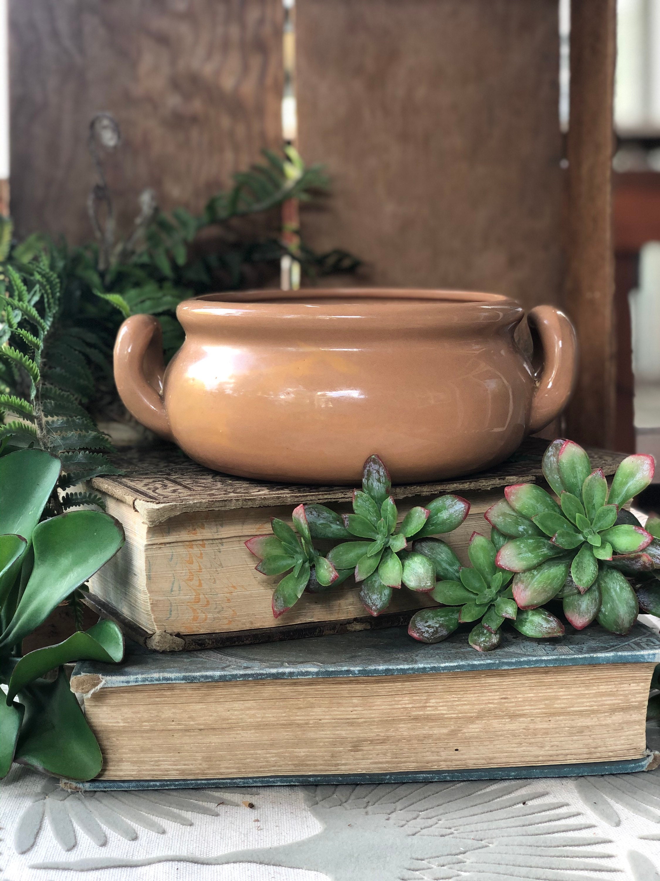 Vintage terracotta bowl with handles Etsy