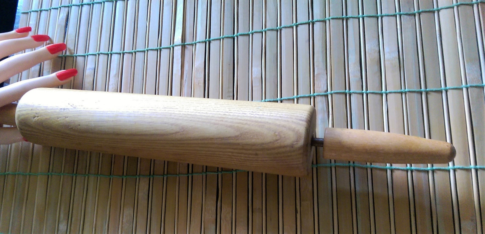 50's Wood Rolling Pin Old Fashioned Natural Dough Roller Etsy
