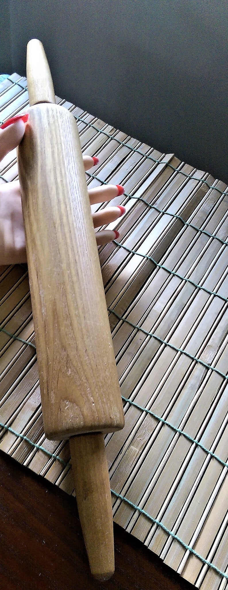 50's Wood Rolling Pin Old Fashioned Natural Dough Roller Etsy