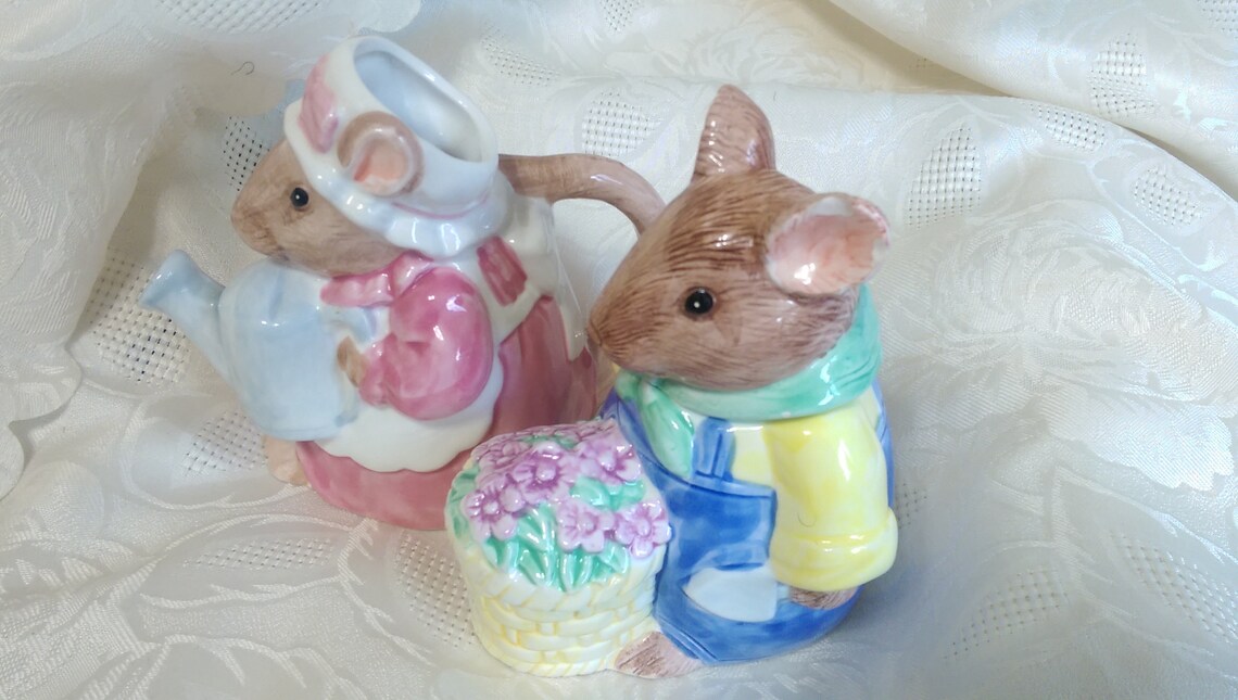 Novelty Sugar and Creamer Bowl 3 Piece Set Vintage Mice Etsy