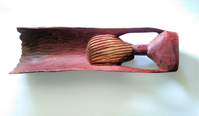 Figurine En Bois Sculpté Art Populaire Amérindien - Signée Karen Rankin 1992 - Wolf Creek Eldora USA