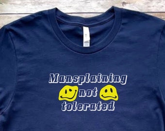 Mansplaining Not Tolerated Feminist Shirt, Retro Melting Smiley Shirt, Radical Feminist Shirt, Feminist Clothing