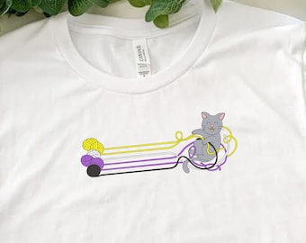 Bandera del orgullo no binario Camisa de gato, Camisa de gatito, Regalo de amante de los gatos, Orgullo no binario, Orgullo sutil, Mes del Orgullo, Desfile del Orgullo, Camisa queer, LGBTQIA