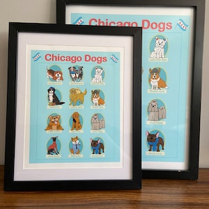 Chicago Dogs Poster (VERSION 1), Chicago Neighborhood Art, Dogs of Chicago, City Dogs, Chicago Gift, Chicago Wall Art