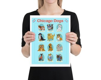 Chicago Dogs Matte Poster (VERSION 2), Chicago Neighborhood Wall Art