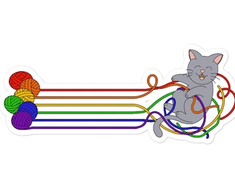 Gay Pride Cat Sticker (Small Design)