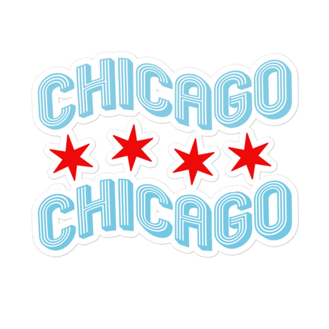 thumbnail image 2 of Illinois Shaped Chicago Flag Sticker – Vinyl Decal With 4 Red Stars – Native Love For The City 2 of 5