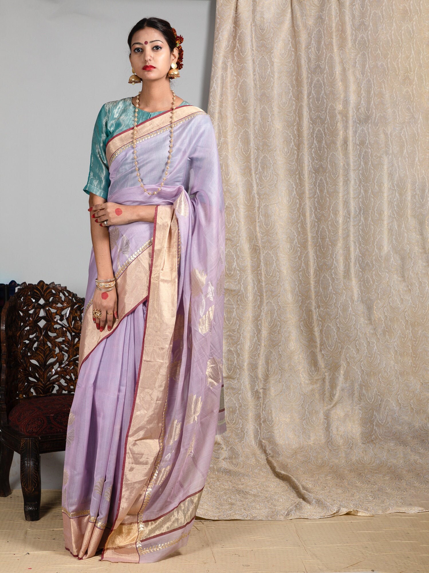 lavender cotton saree