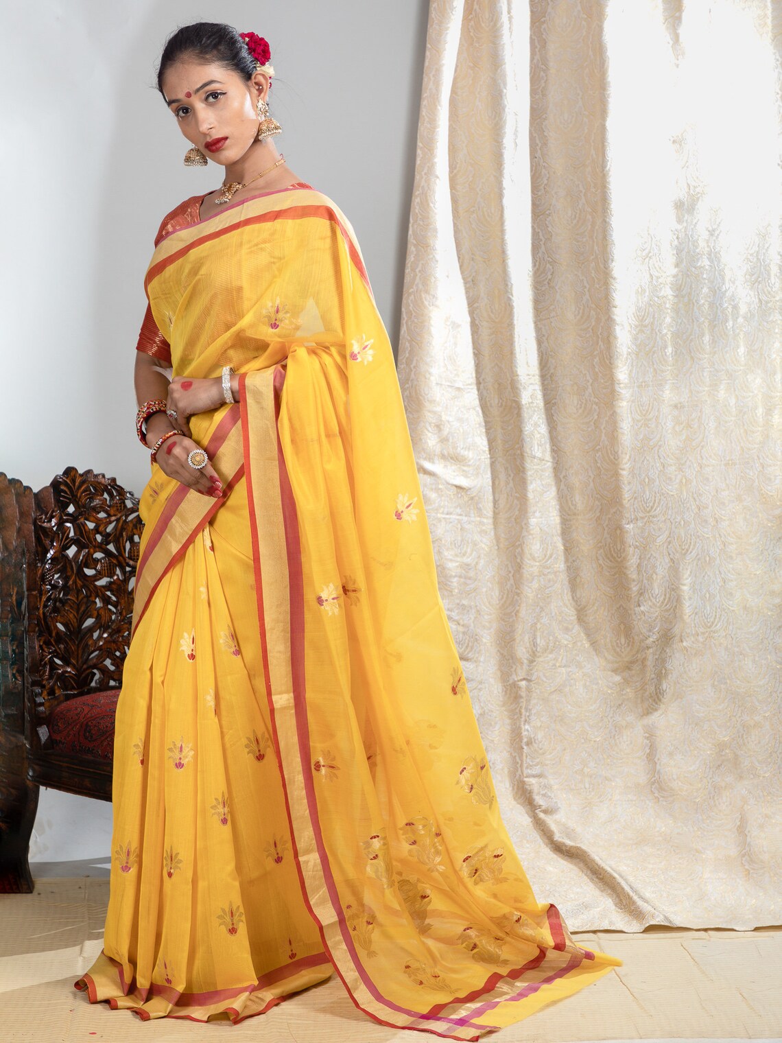 Yellow Chanderi Saree Yellow Chanderi Silk Saree Yellow - Etsy