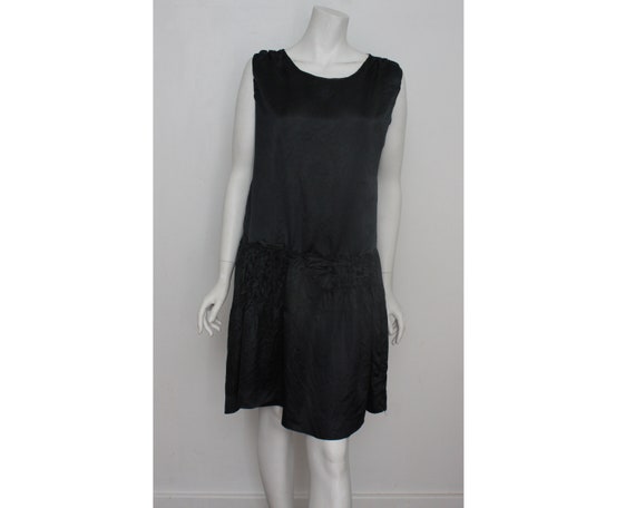 Antique Vintage 1930s Petticoat dress black silk (