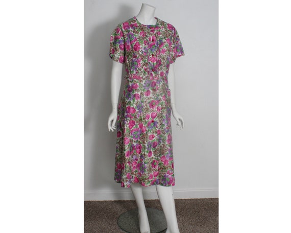 Vintage 1950s 1960s cotton Housecoat Dress Kenrose