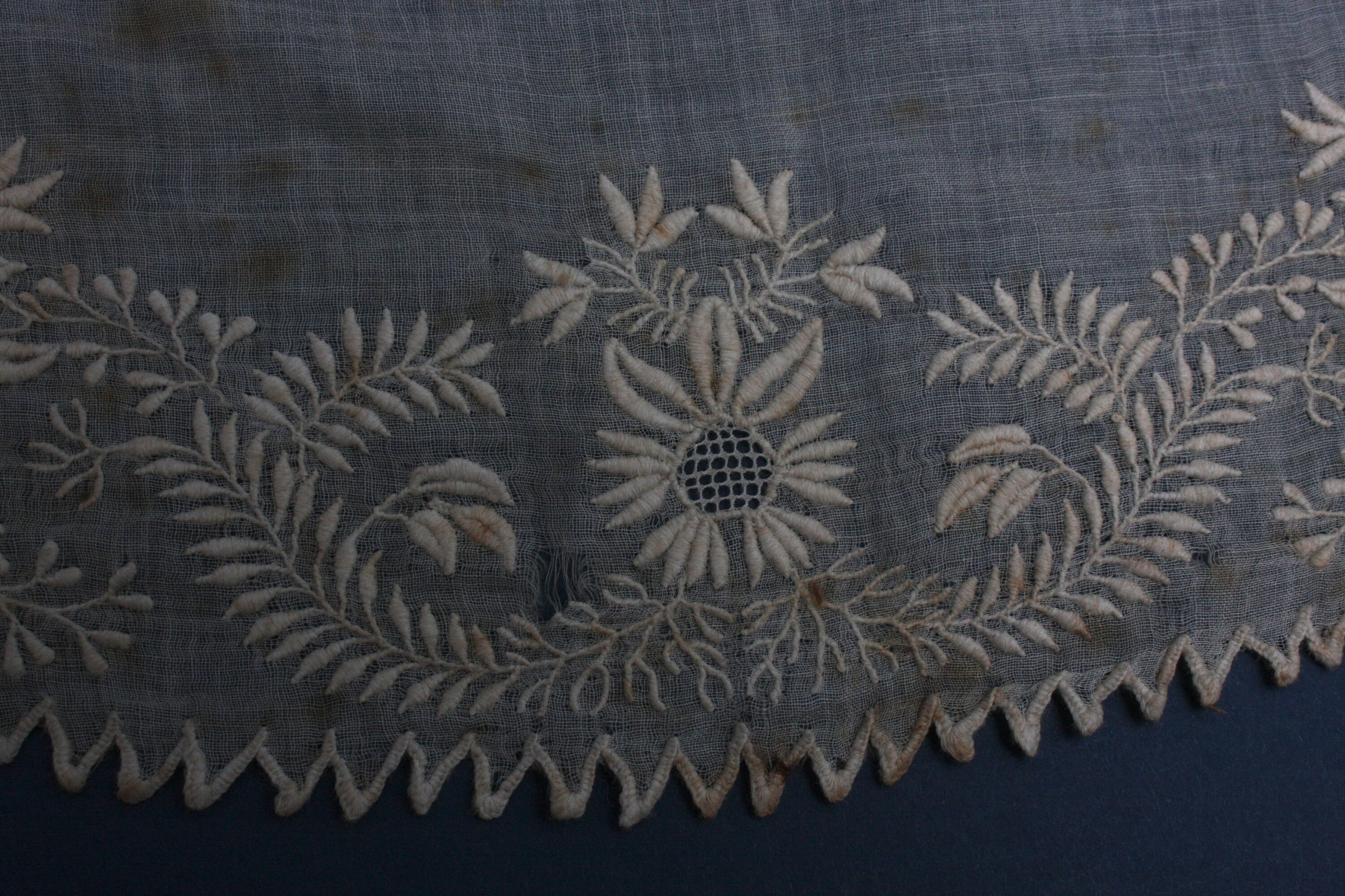 Antique Ayrshire embroidery lace collar Hand embroidered white Etsy