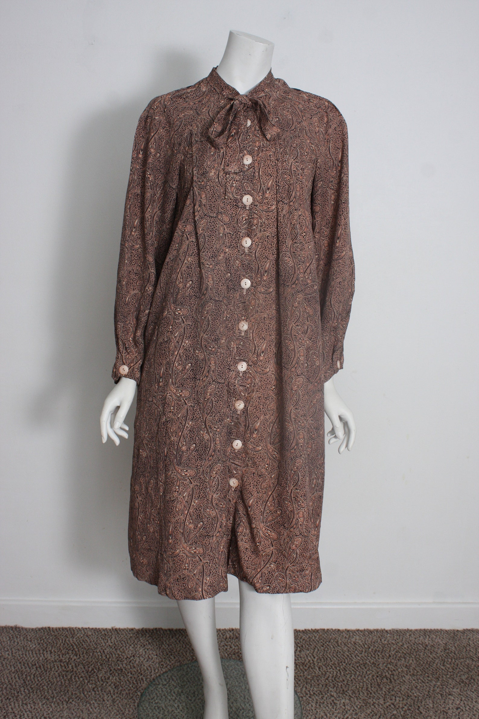Vintage Housecoat 1950s 1960s Brown Paisley Housecoat Dress Etsy