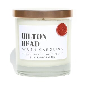 Hilton Head, South Carolina Candle – Hand-Poured 100% Soy Wax - Housewarming Gift