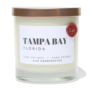 Vela de Tampa Bay, Florida – Cera de soya 100 % vertida a mano – Regalo de inauguración de la casa