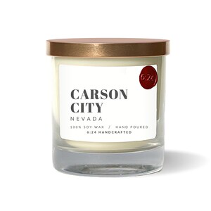 Carson City, Nevada Candle – Hand-Poured 100% Soy Wax - Housewarming Gift