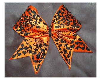 Leopard Rhinestone Cheer Bow