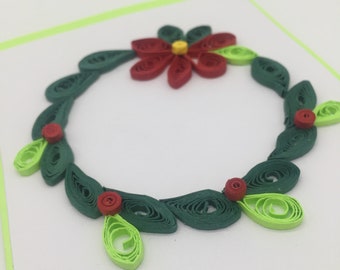 Wreath / Quilled / Handmade / Textured / Christmas / Greeting Card / Costa Rica
