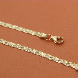 Solid 10K Gold 2.5mm Braided Herringbone Necklace Real 10kt yellow gold Necklace Genuine gold
